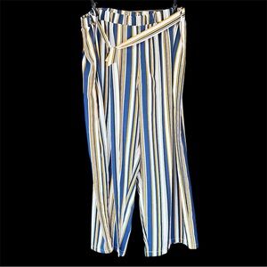 SHEIN Blue and Yellow Striped Wide Leg Pants